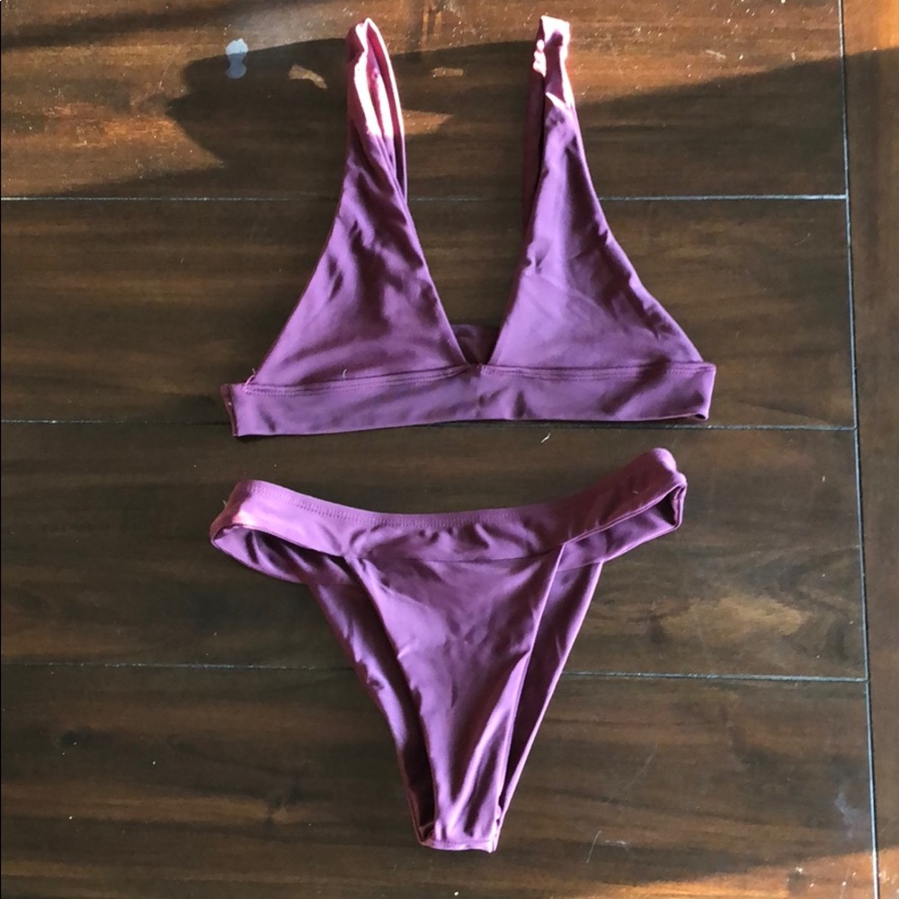 Two-piece bikini, size small, plum color